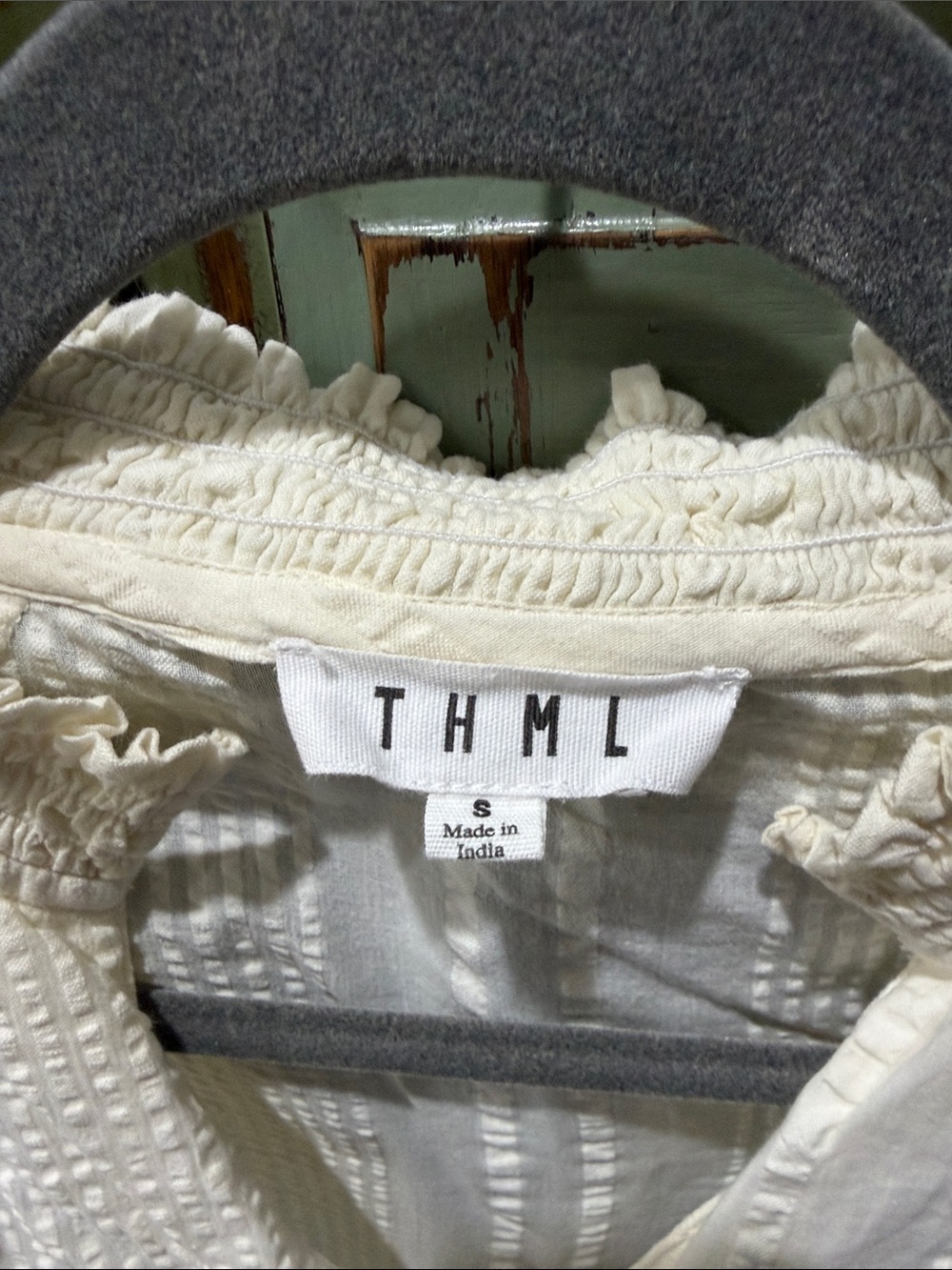 THML White Textured Puff-Sleeve Blouse with Multicolor Floral Embroidery - Picture 2 of 6
